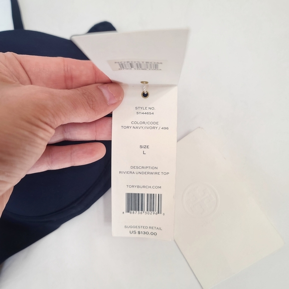 Tory Burch | Riviera Underwire Bikini Top in Navy NEW Size Large - Picture 4 of 7